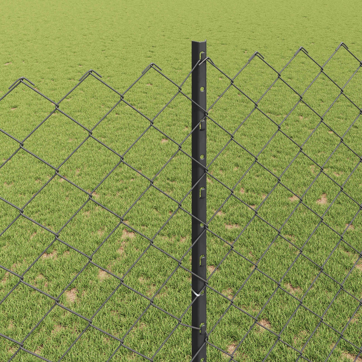 Chainlink Fence with Post 10 x 1.5 m PVC-Coated Steel Grey Mesh