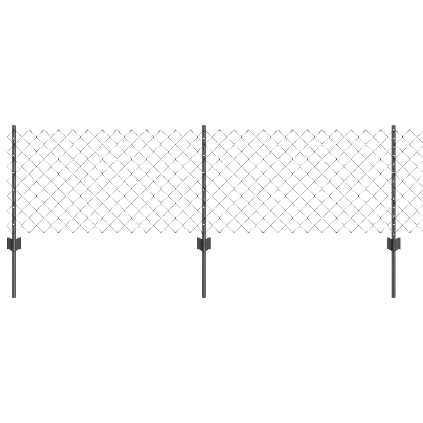 Chain Link Fence with Post 25 x 0.6 m (W x H) PVC-Coated Steel