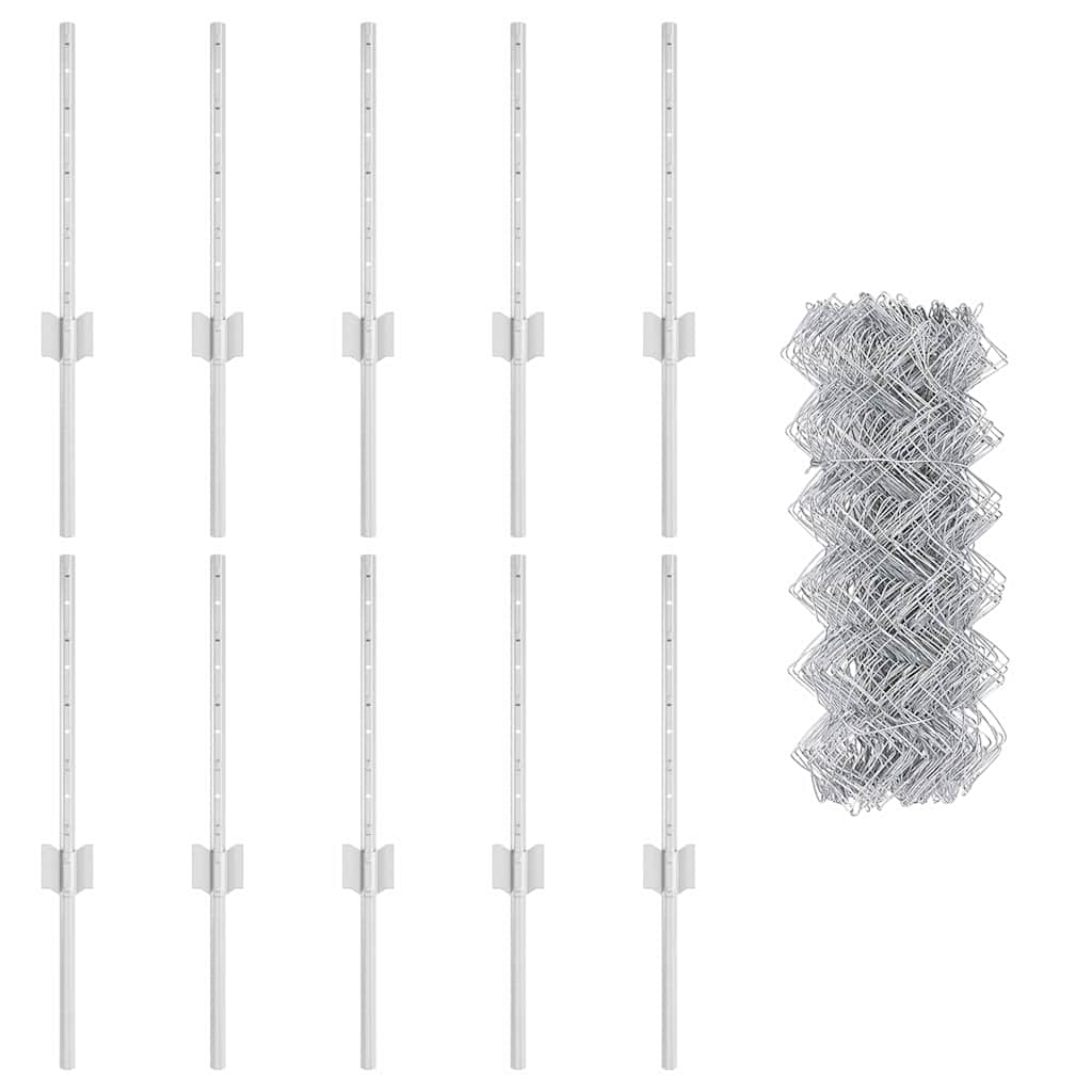 Chain Link Fence with Post 10 x 0.4 m (W x H)
