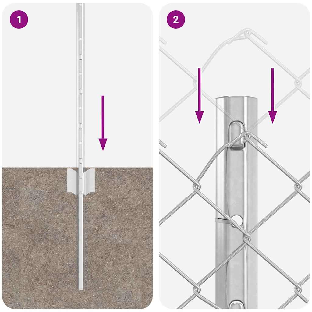 Chain Link Fence with Post 10 x 0.4 m (W x H)
