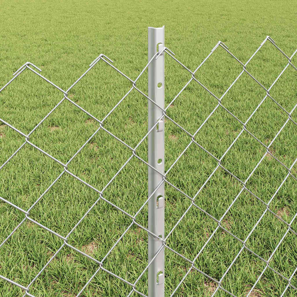 Chainlink Fence with Post 25 x 0.6 m Galvanised Steel Silver