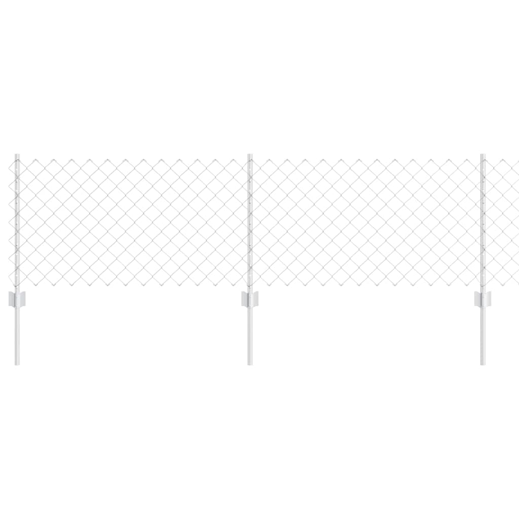 Chainlink Fence with Post 25 x 0.6 m Galvanised Steel Silver