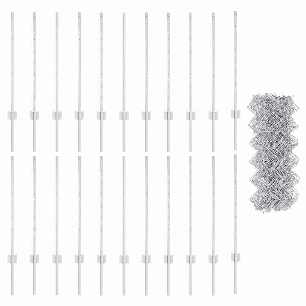 Chain Link Fence with Post 25 x 0.8 m (W x H)
