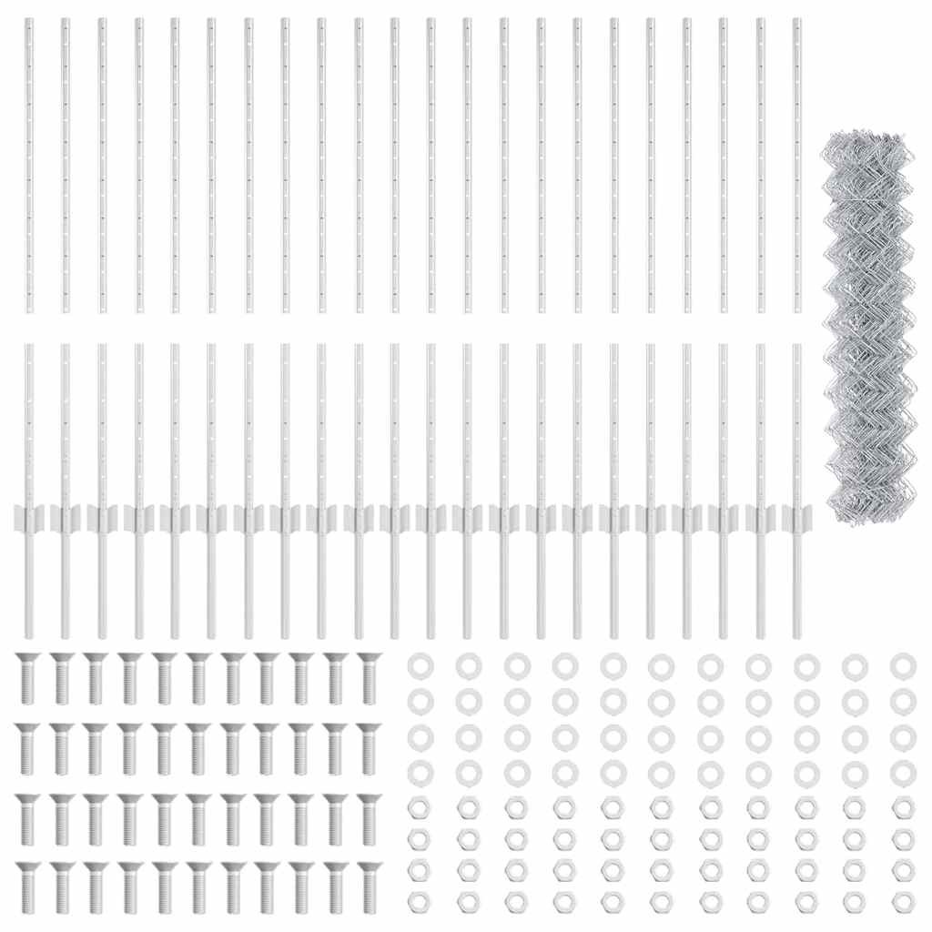 Chain Link Fence with Post 25 x 1 m (W x H)