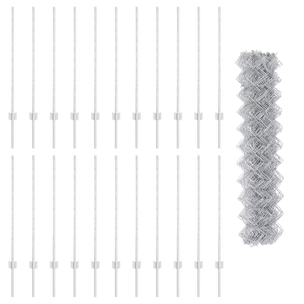 Chain Link Fence with Post 25 x 1 m (W x H)