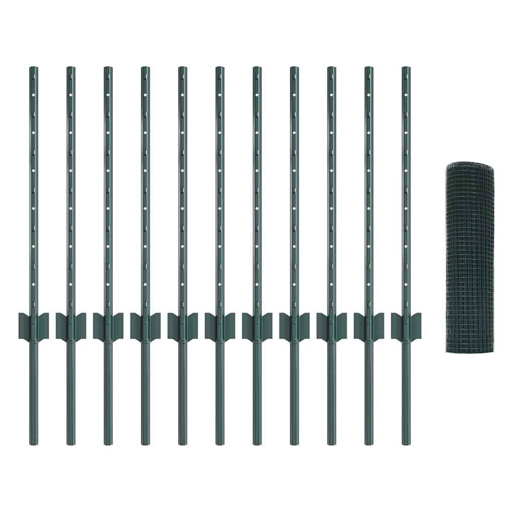 Welded Wire Fence with Post 25 x 0.6 m (W x H) PVC-Coated Steel