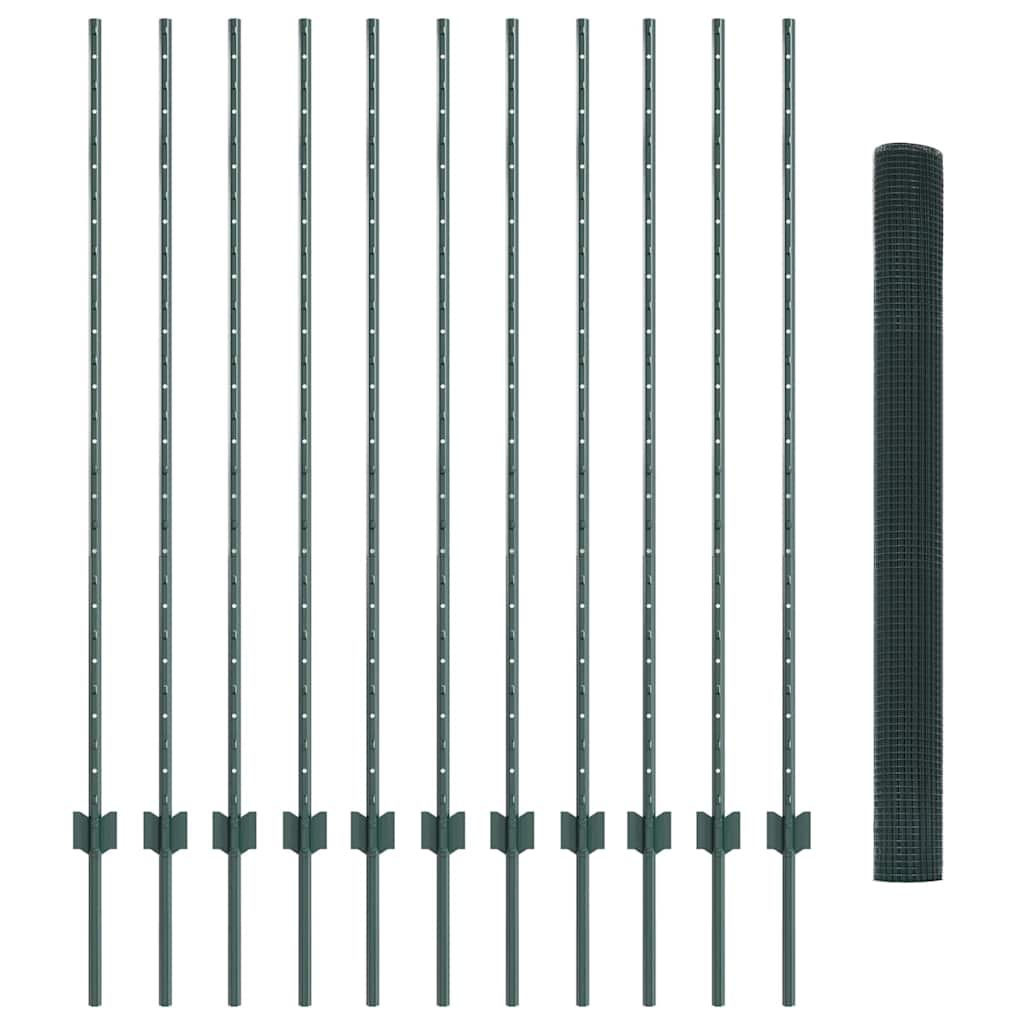 Welded Wire Fence with Post 25 x 1.4 m (W x H) PVC-Coated Steel