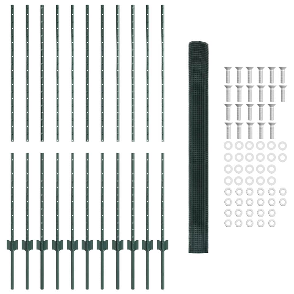 Welded Wire Fence with Post 25 x 1.4 m (W x H) PVC-Coated Steel