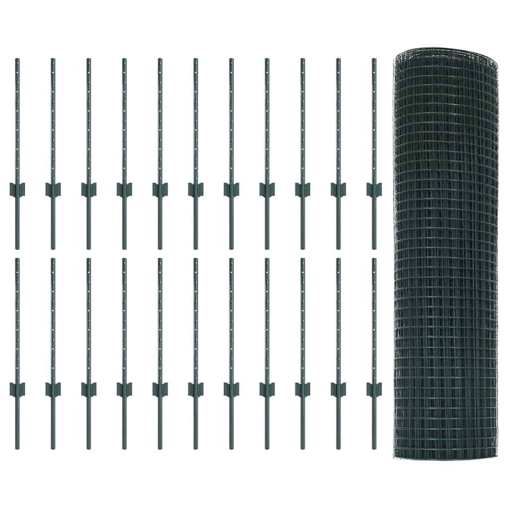 Welded Wire Fence with Post 50 x 0.5 m (W x H) PVC-Coated Steel