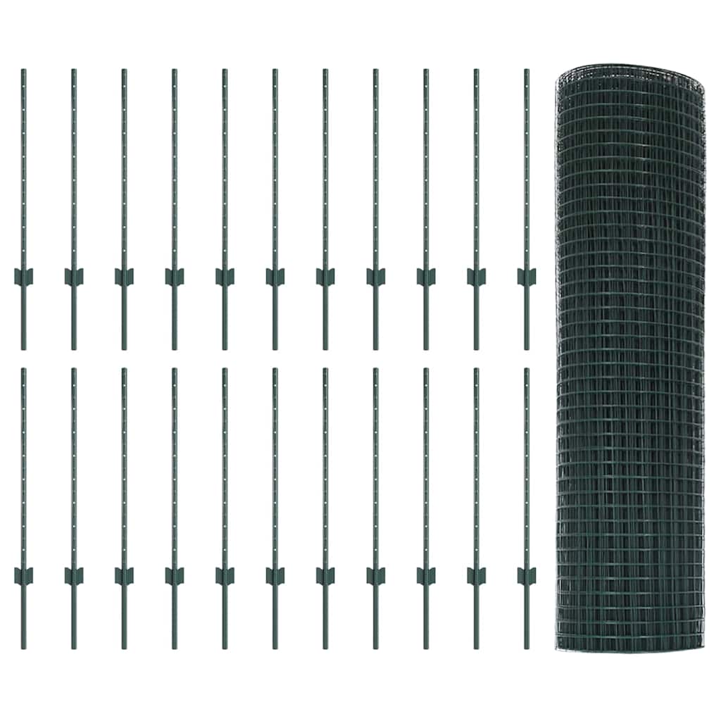 Welded Wire Fence with Post 50 x 0.8 m (W x H) PVC-Coated Steel