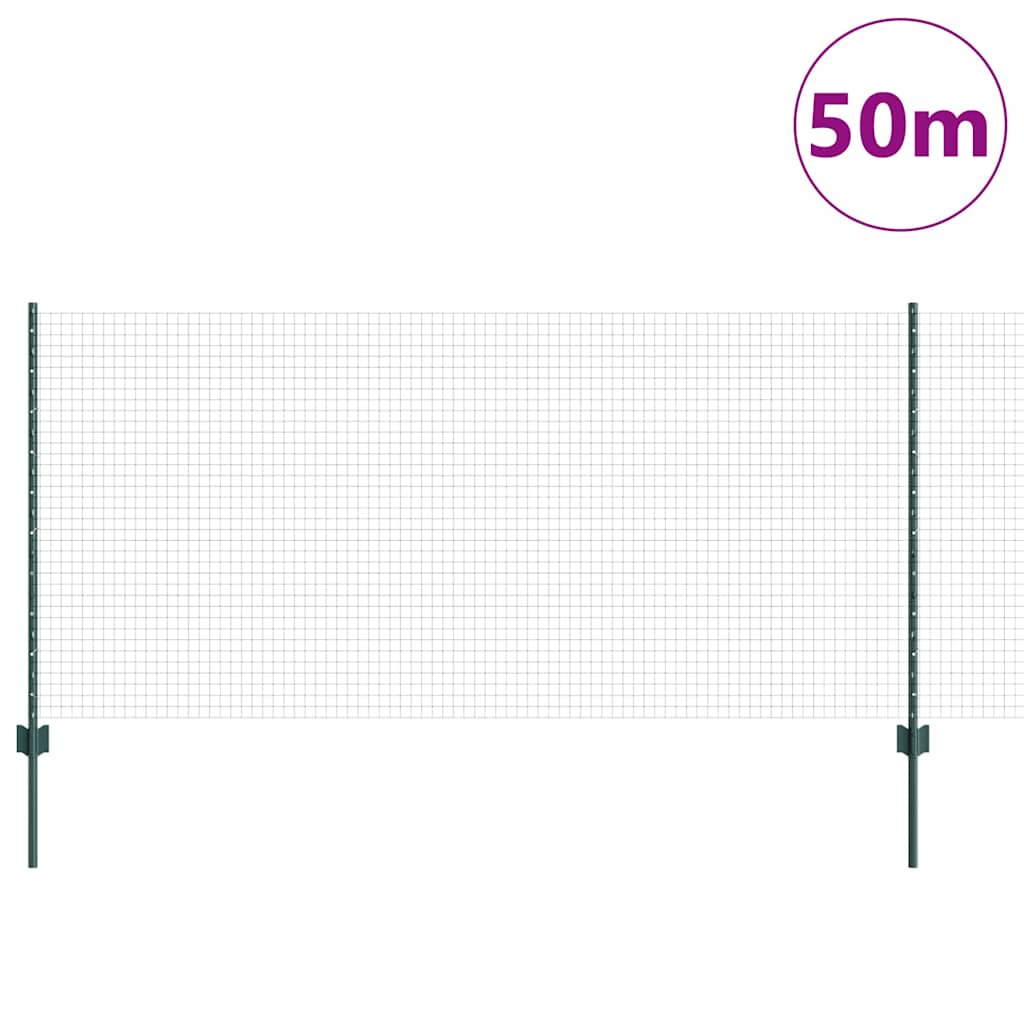 Welded Wire Fence with Post 50 x 1 m (W x H) PVC-Coated Steel