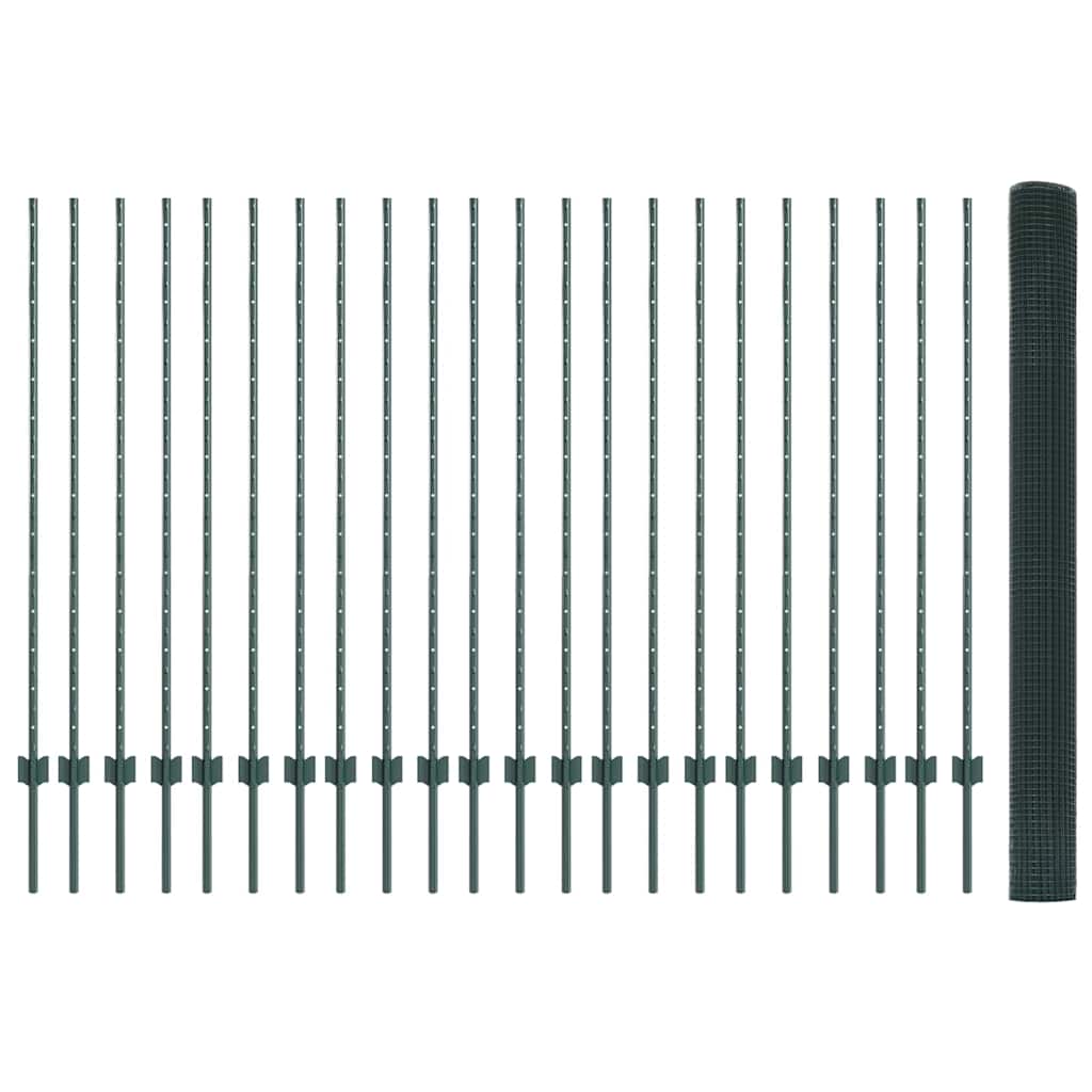 Welded Wire Fence with Post 50 x 1.4 m (W x H) PVC-Coated Steel