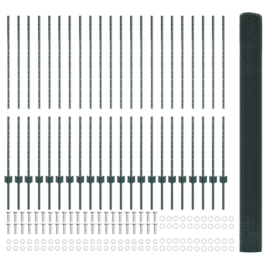 Welded Wire Fence with Post 50 x 1.4 m (W x H) PVC-Coated Steel