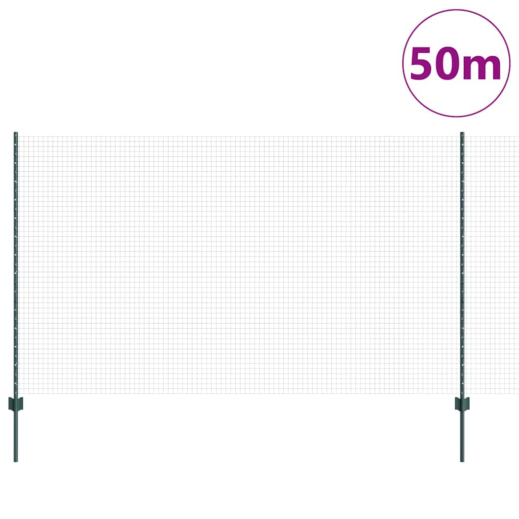 Welded Wire Fence with Post 50 x 1.4 m (W x H) PVC-Coated Steel