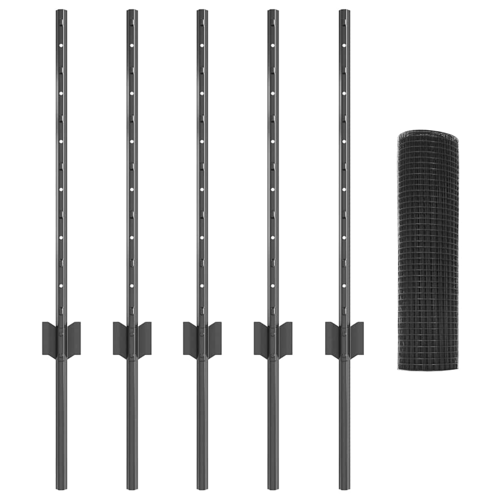 Welded Wire Fence with Post 10 x 0.6 m (W x H) PVC-Coated Steel