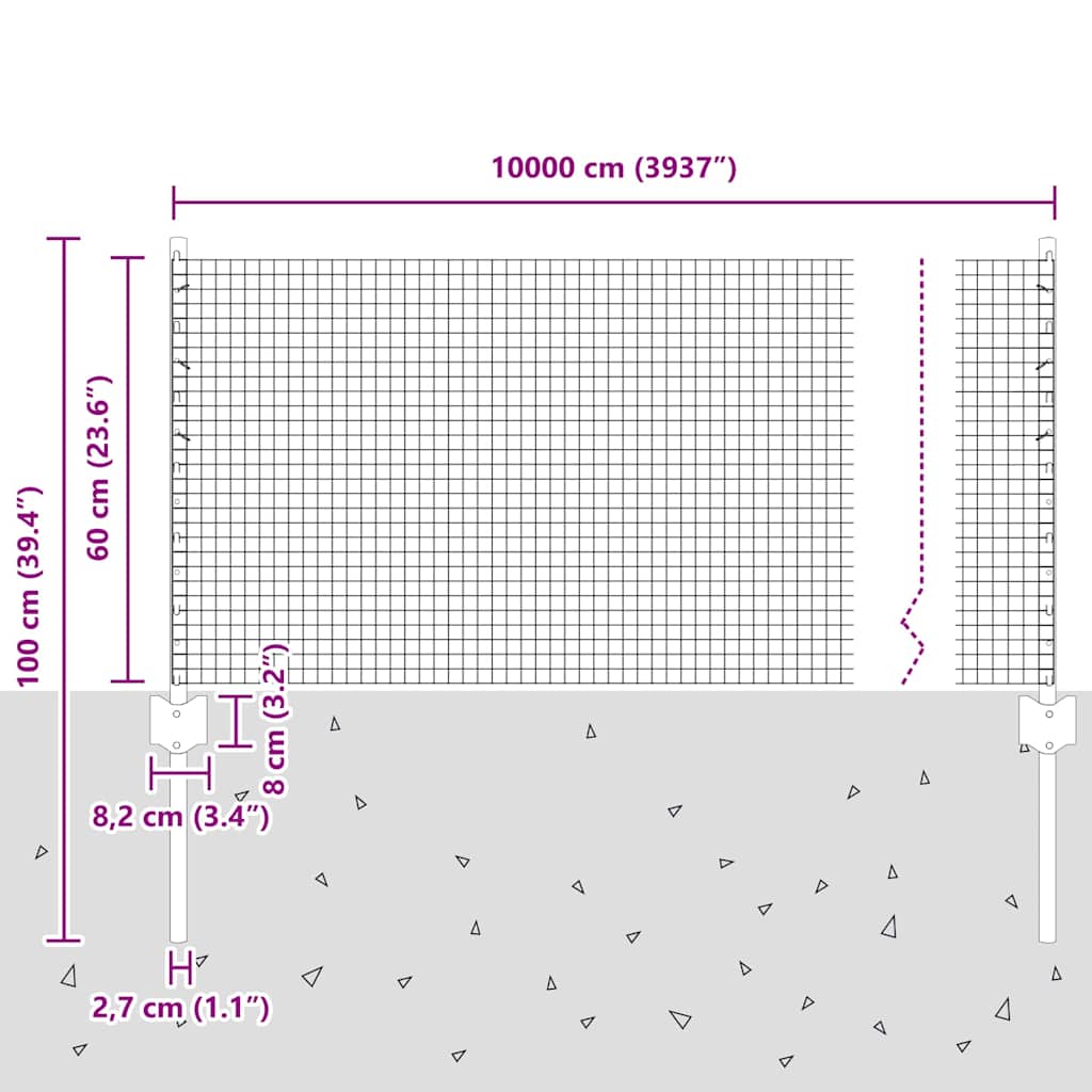 Fence with Post Grey