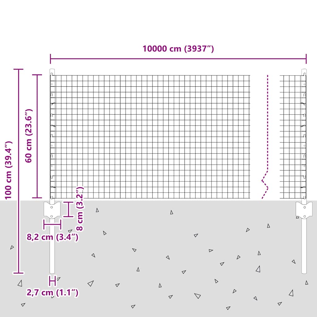 Fence with Post Grey