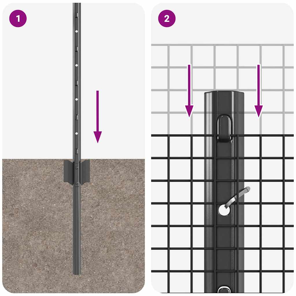 Welded Wire Fence with Post 25 x 0.6 m (W x H) PVC-Coated Steel