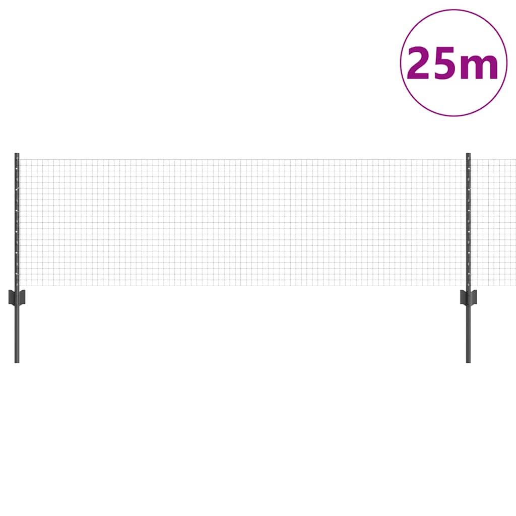 Welded Wire Fence with Post 25 x 0.6 m (W x H) PVC-Coated Steel
