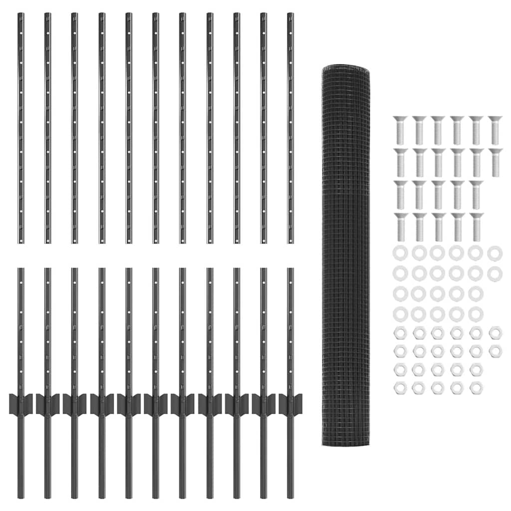 Welded Wire Fence with Post 25 x 1 m (W x H)