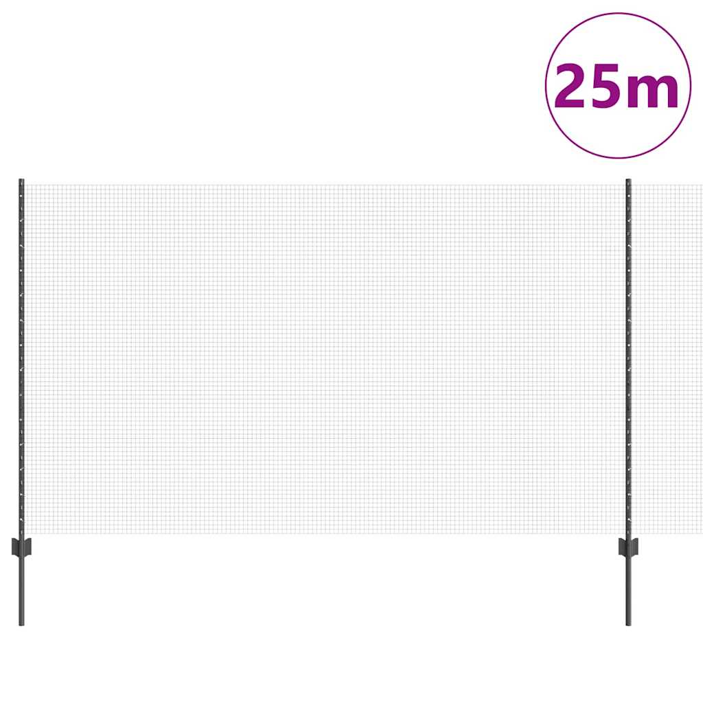 Welded Wire Fence with Post 25 x 1.4 m (W x H) PVC-Coated Steel