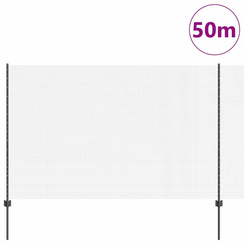 Welded Wire Fence with Post 50 x 1.5 m (W x H) PVC-Coated Steel
