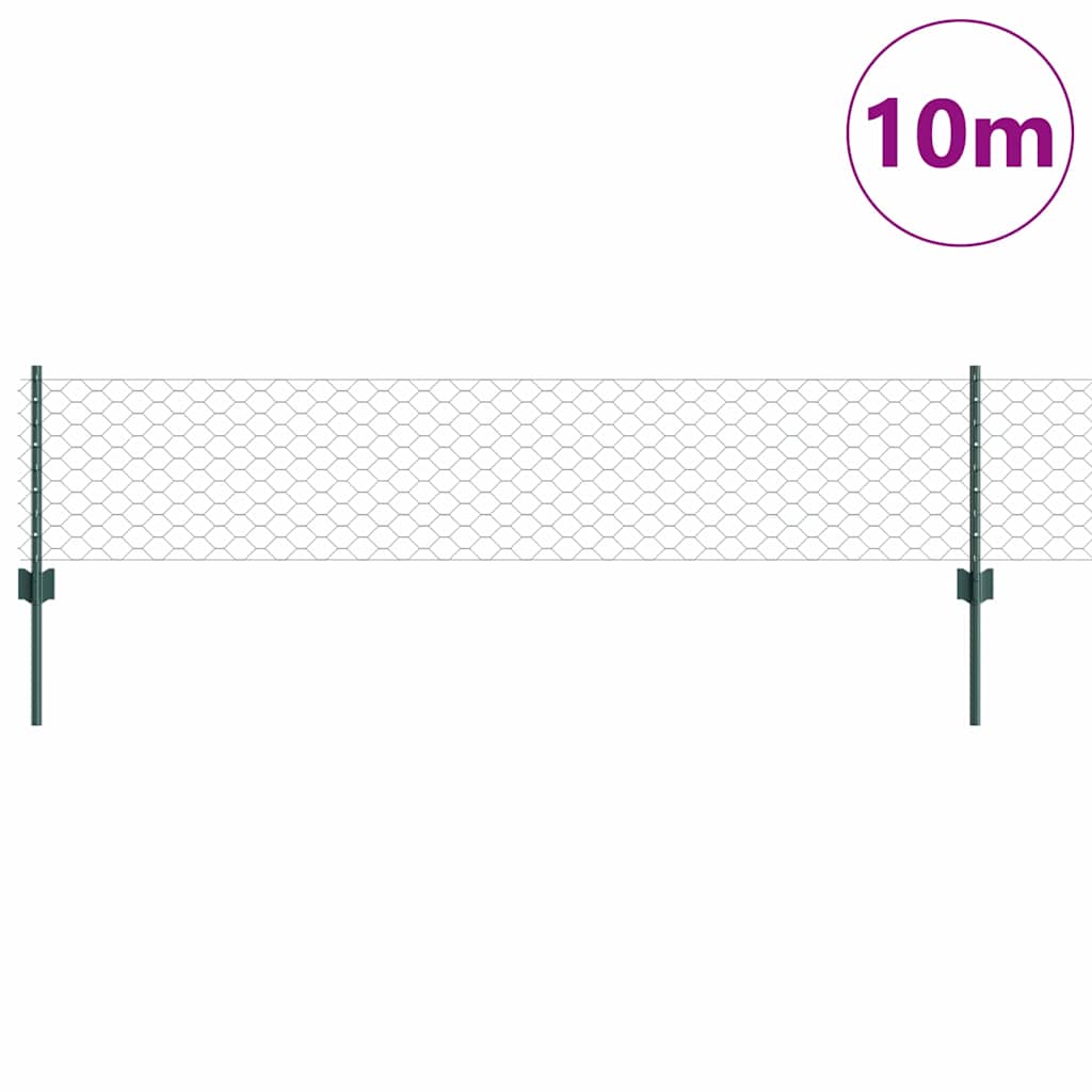 Welded Wire Fence 10 x 0.4 m (W x H) PVC-Coated Steel Green