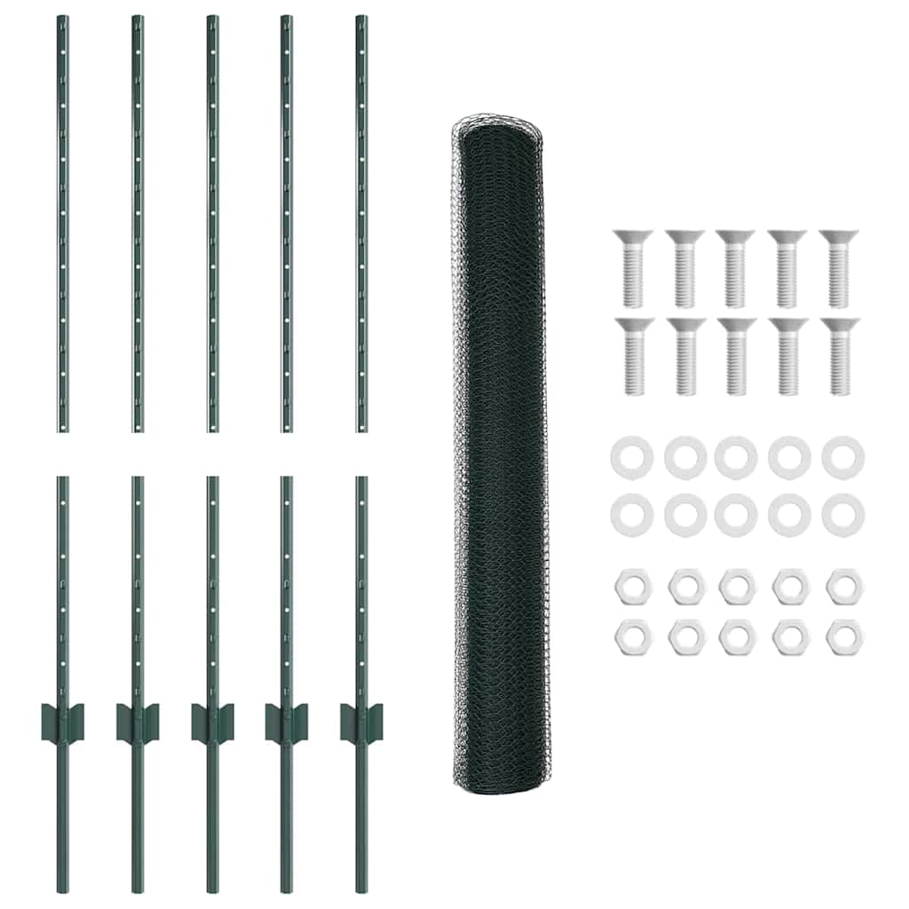 Welded Wire Fence 10 x 1 m (W x H) PVC-Coated Steel Green Mesh