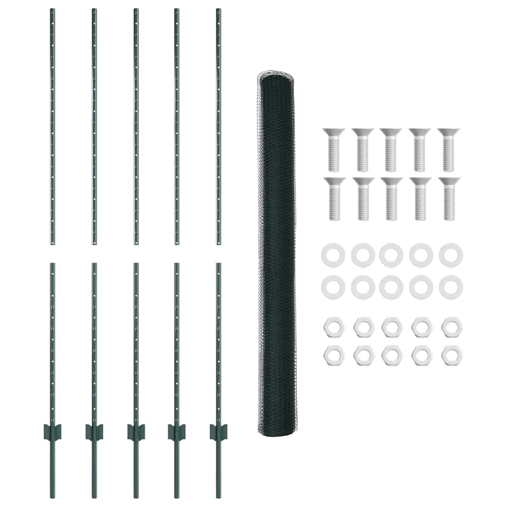 Welded Wire Fence 10 x 1.6 m (W x H) PVC-Coated Steel Green