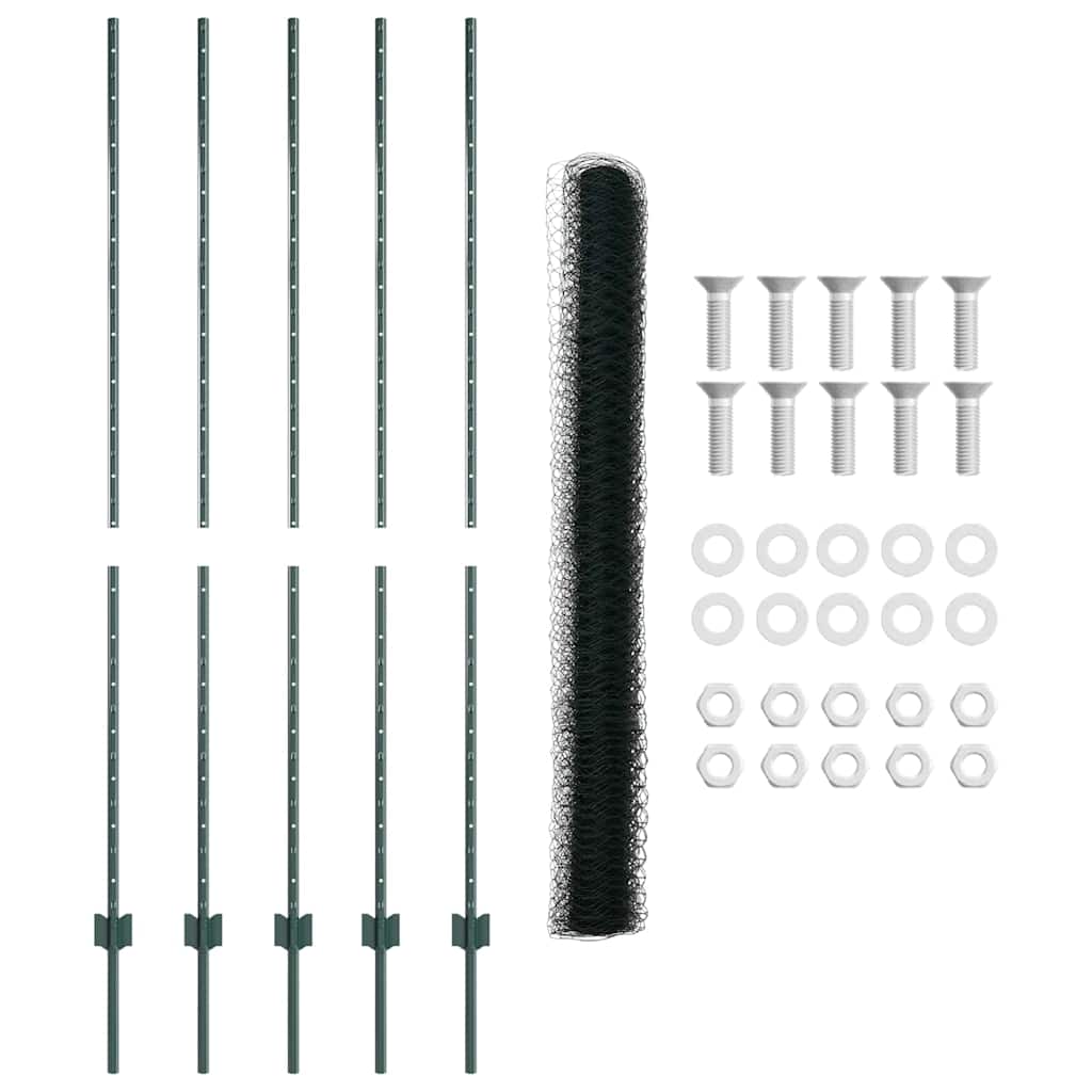 Welded Wire Fence 10 x 1.6 m (W x H) PVC-Coated Steel Green