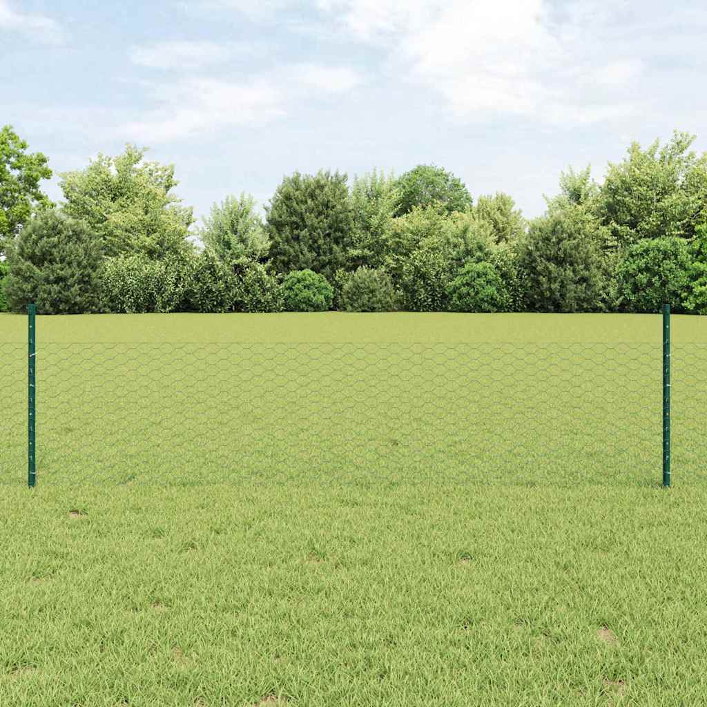 Welded Wire Fence 25 x 0.5 m (W x H) PVC-Coated Steel Green