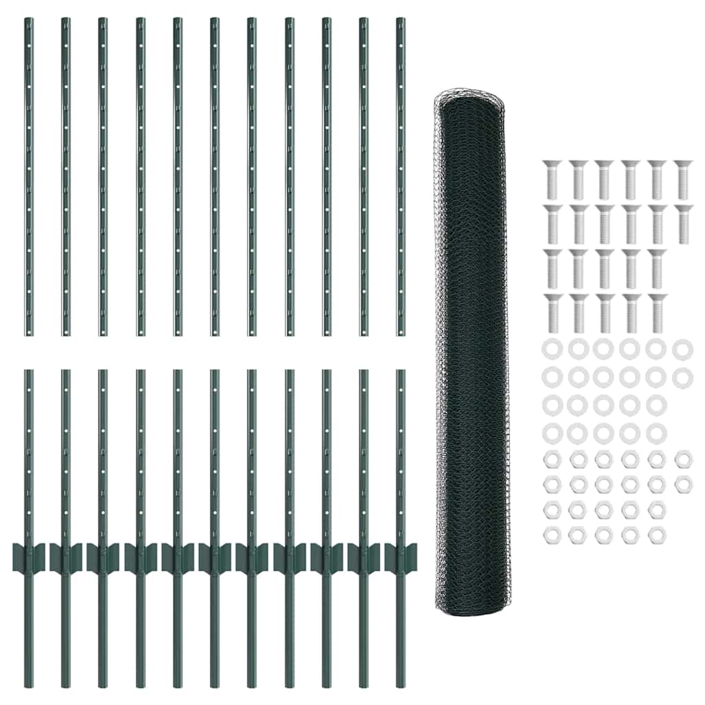 Welded Wire Fence 25 x 1 m (W x H) PVC-Coated Steel Green Mesh