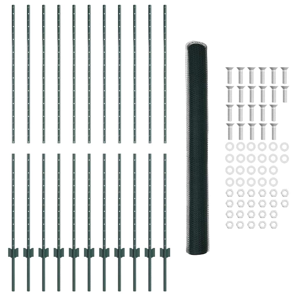Welded Wire Fence 25 x 1.6 m (W x H) PVC-Coated Steel Green