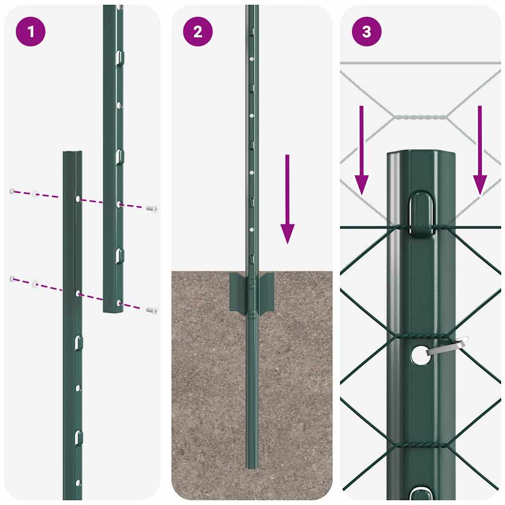 Welded Wire Fence 25 x 1.6 m (W x H) PVC-Coated Steel Green
