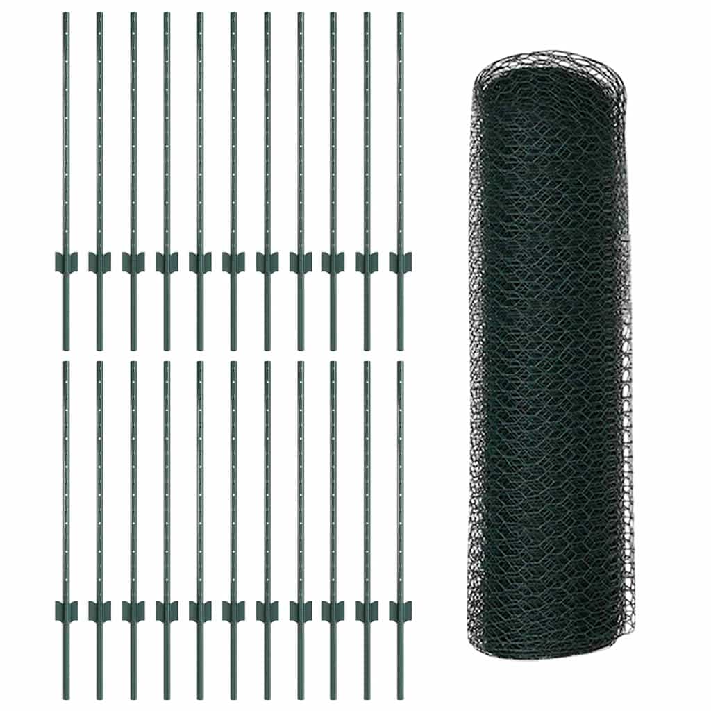 Welded Wire Fence 50 x 0.8 m (W x H) PVC-Coated Steel Green