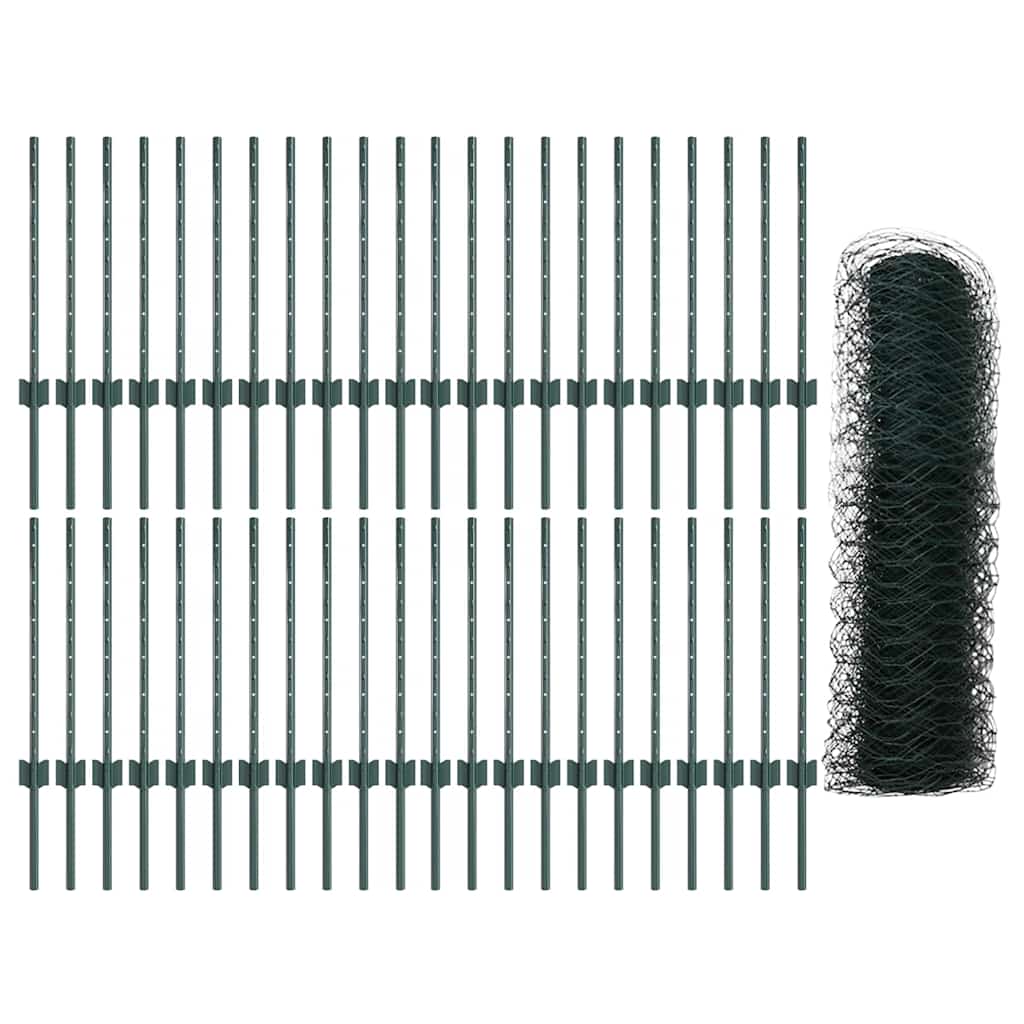 Welded Wire Fence 100 x 0.5 m (W x H) PVC-Coated Steel Green