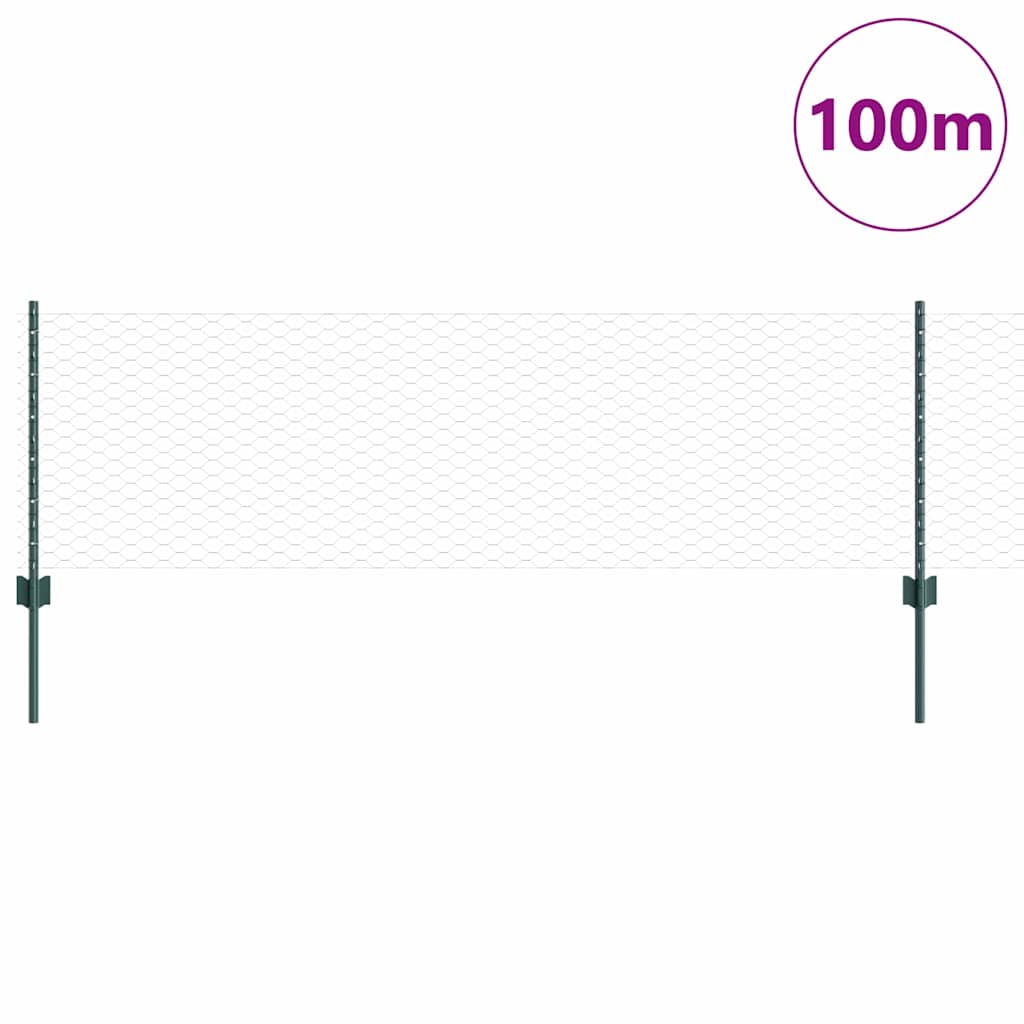 Welded Wire Fence 100 x 0.6 m (W x H) PVC-Coated Steel Green