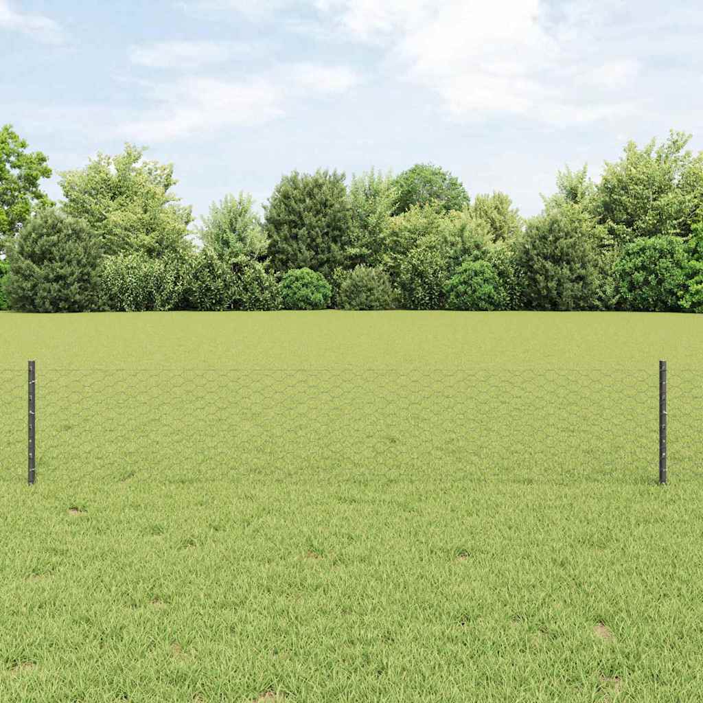 Welded Wire Fence 10 x 0.4 m (W x H) PVC-Coated Steel Grey Mesh