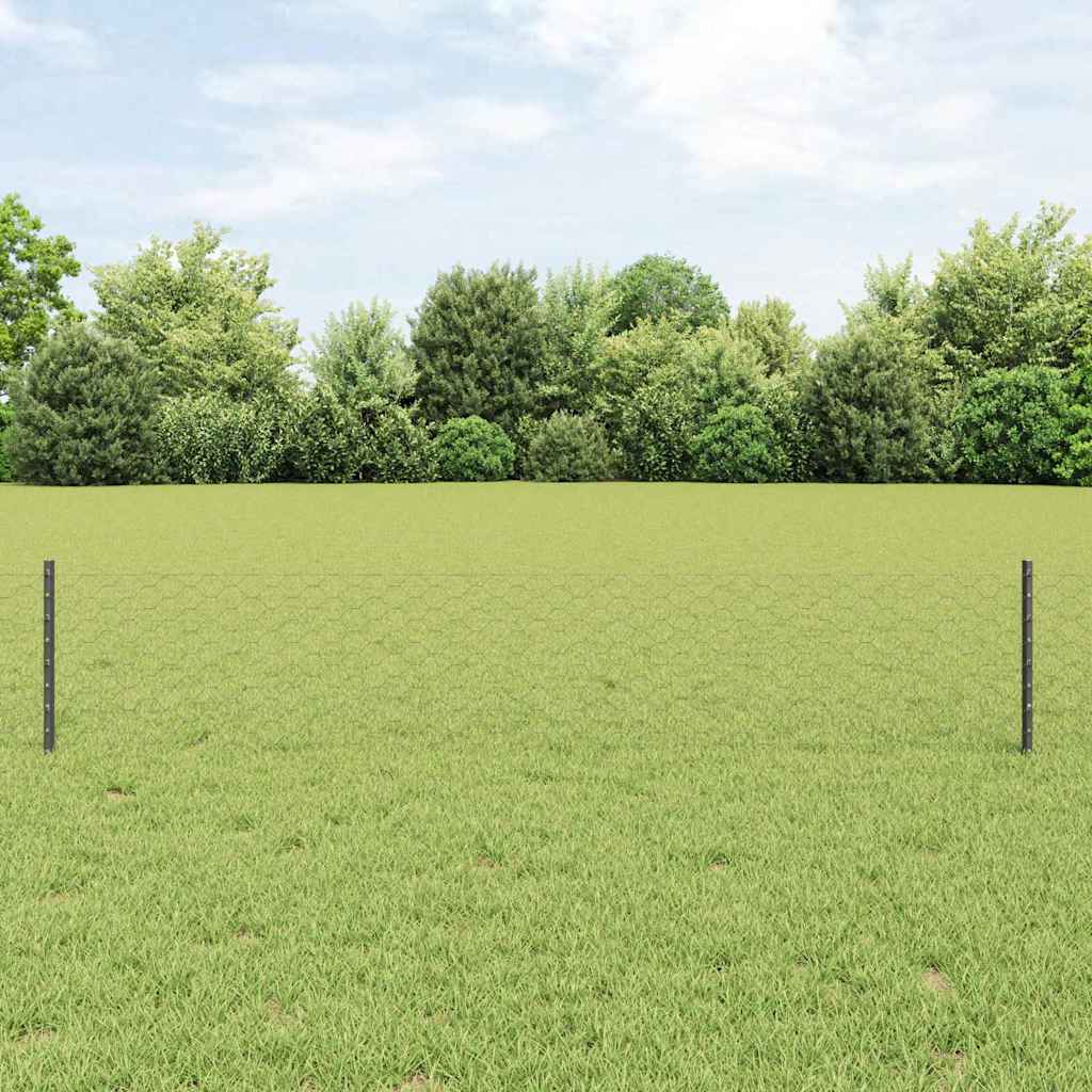 Welded Wire Fence 10 x 0.4 m (W x H) PVC-Coated Steel Grey Mesh