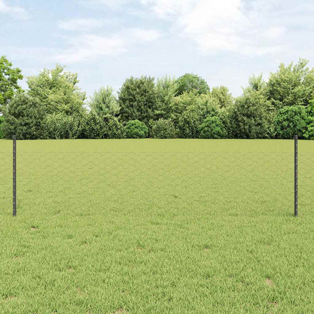 Welded Wire Fence 10 x 0.5 m (W x H) PVC-Coated Steel Grey Mesh