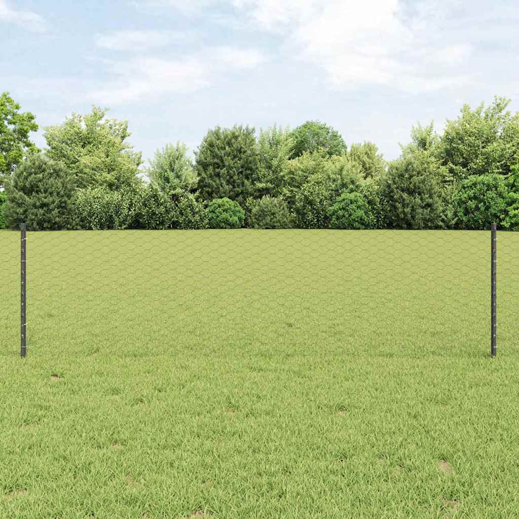 Welded Wire Fence 10 x 0.6 m (W x H) PVC-Coated Steel Grey Mesh