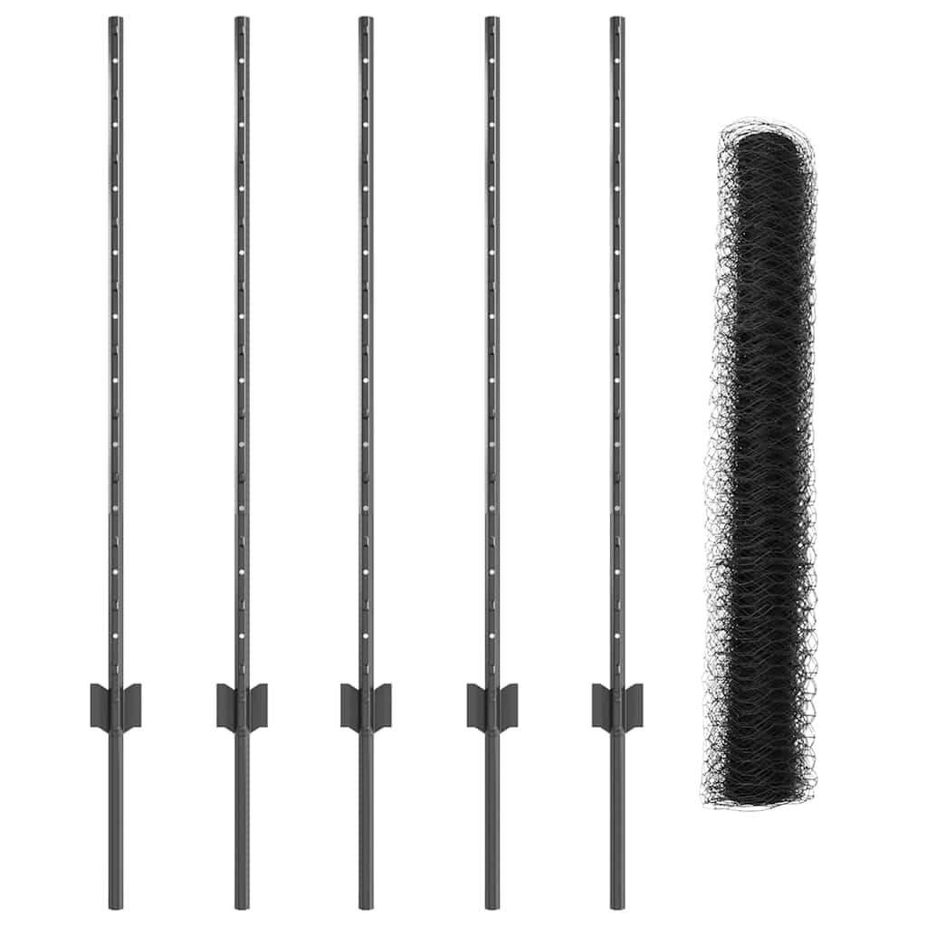 Welded Wire Fence 10 x 0.8 m (W x H) PVC-Coated Steel Grey Mesh