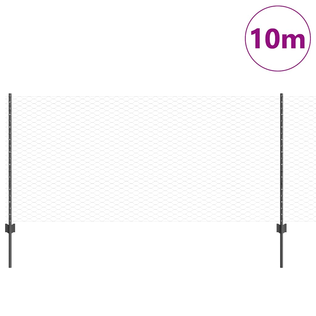Welded Wire Fence 10 x 0.8 m (W x H) PVC-Coated Steel Grey Mesh
