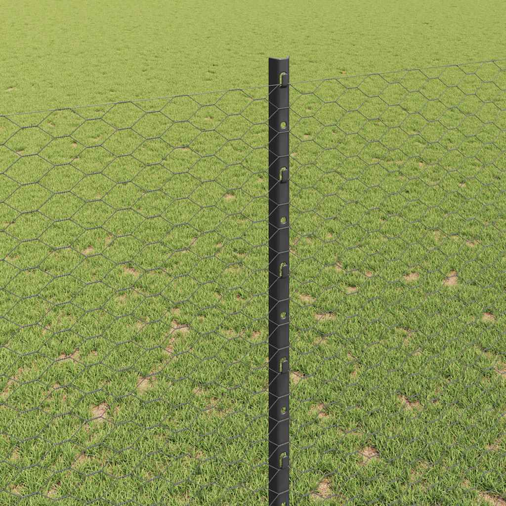 Welded Wire Fence 10 x 1.6 m (W x H) PVC-Coated Steel Grey Mesh