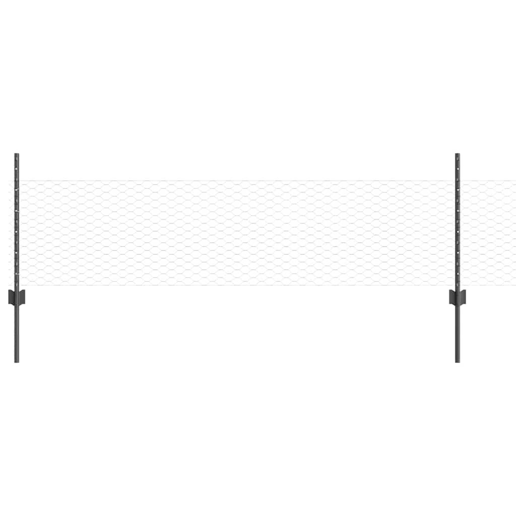 Welded Wire Fence 25 x 0.5 m (W x H) PVC-Coated Steel Grey Mesh