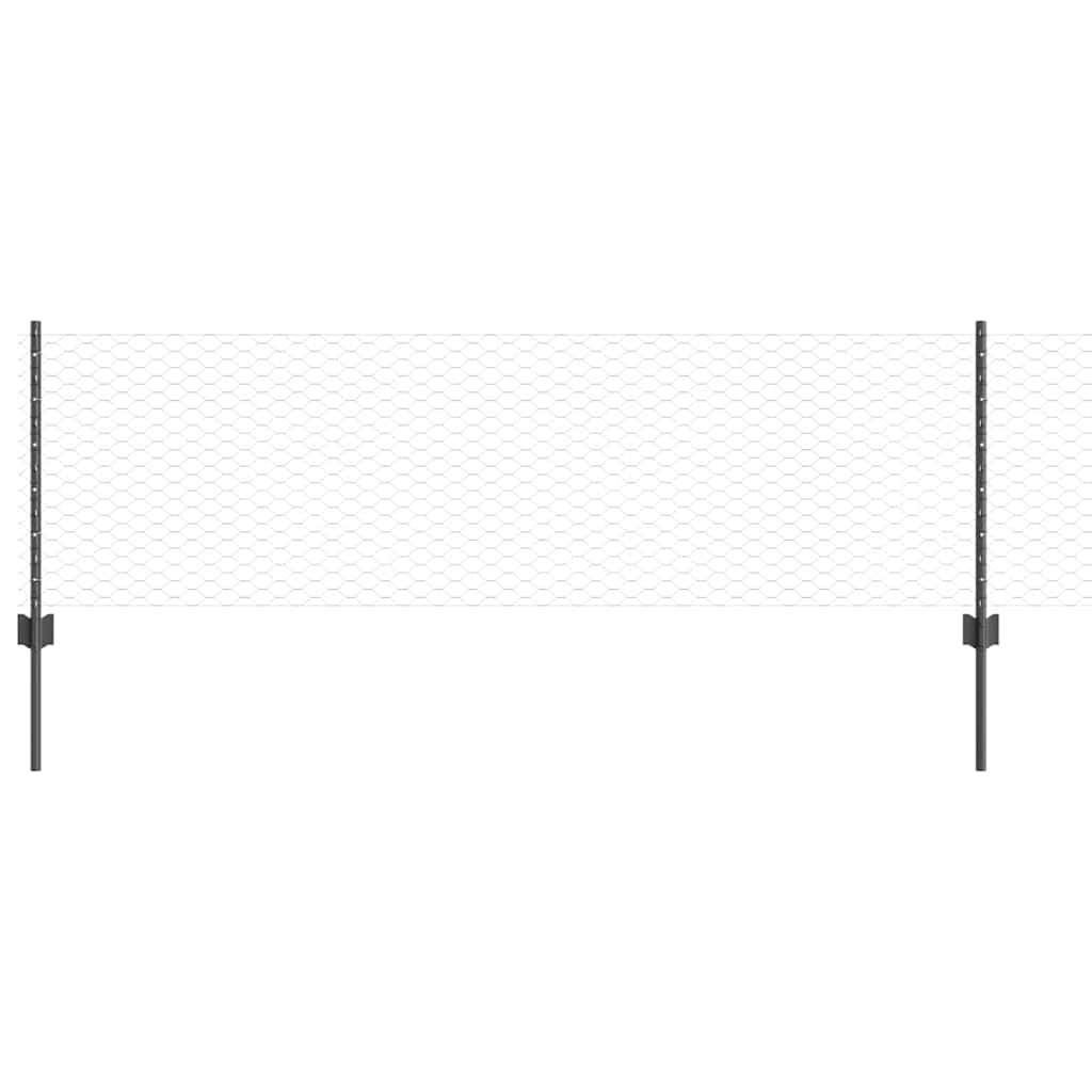 Welded Wire Fence 25 x 0.6 m (W x H) PVC-Coated Steel Grey Mesh