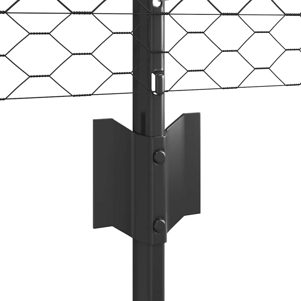 Welded Wire Fence 25 x 0.8 m (W x H) PVC-Coated Steel Grey Mesh