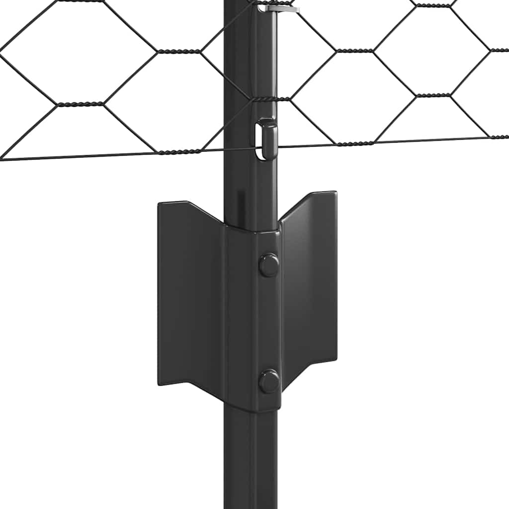 Welded Wire Fence 25 x 0.8 m (W x H) PVC-Coated Steel Grey Mesh