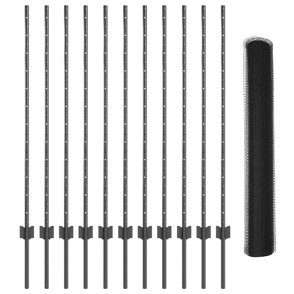 Welded Wire Fence 25 x 1.2 m (W x H) PVC-Coated Steel Grey Mesh