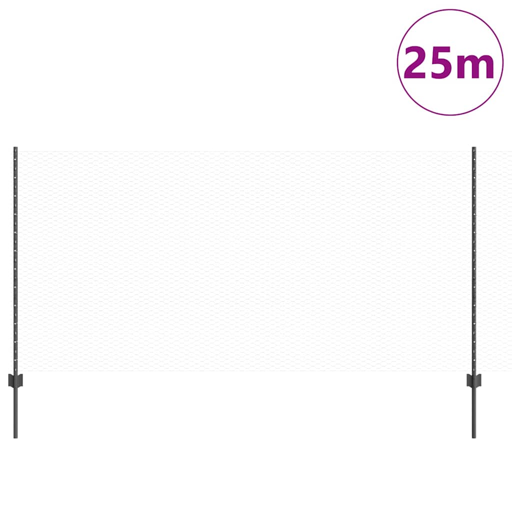 Welded Wire Fence 25 x 1.2 m (W x H) PVC-Coated Steel Grey Mesh